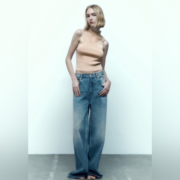 Zara Combination Knit Top Size L - Picture 2 of 3